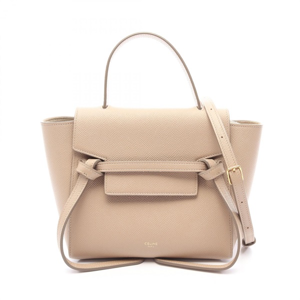 CELINE Belt bag nano shoulder crossbody Handbag leather Beige Used Women