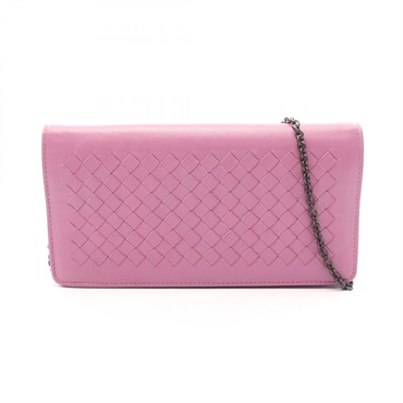 BOTTEGA VENETA Intrecciato Shoulder crossbody Bag leather Purple Used Women