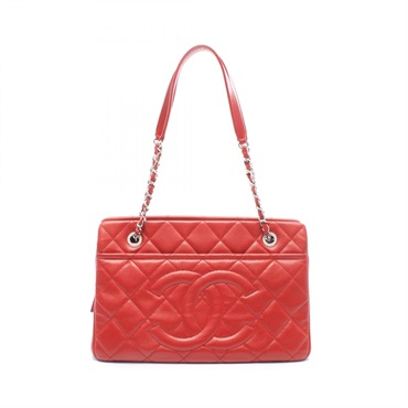 CHANEL Matelasse Chain Shoulder Tote Bag A67294 Calf leather Red SHW Used CC