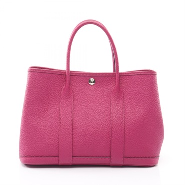 HERMES Garden party TPM Tote Bag C Country leather Rose purple Used SHW
