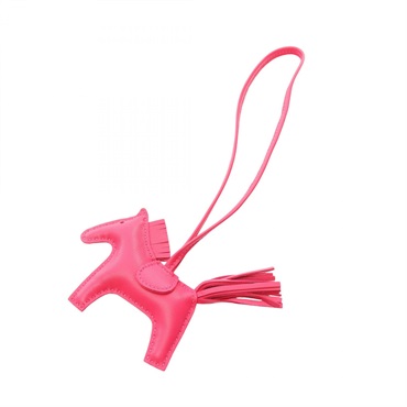 HERMES Rodeo PM Bag Charm Holder Agneau milo leather Pink Rose mexico Used Y