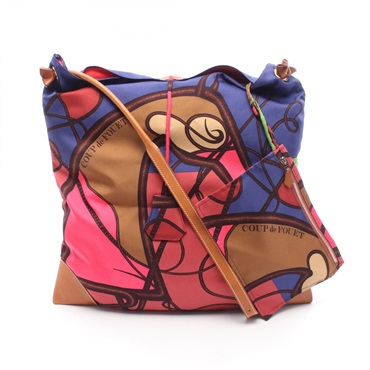HERMES Silky City MM Shoulder Crossbody Bag 065833CK silk leather SHW Used Q