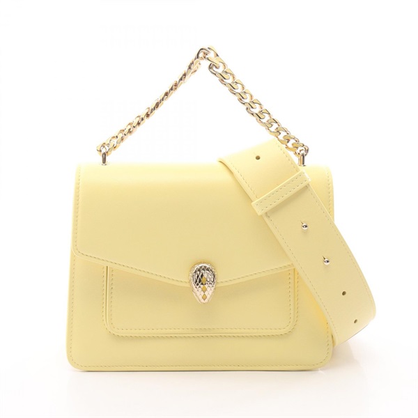 BVLGARI Serpenti Forever Chain Shoulder crossbody Handbag leather Yellow Used