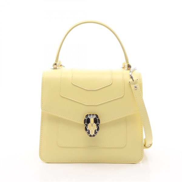 BVLGARI Serpenti Forever Top Handle Shoulder Handbag leather Yellow Used Women