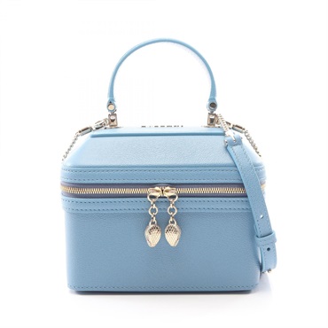 BVLGARI Serpenti Jewelry Box Shoulder crossbody Handbag leather Blue Used Women
