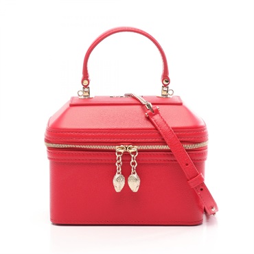 BVLGARI Serpenti Jewelry Box Shoulder crossbody Handbag leather Red Used Women