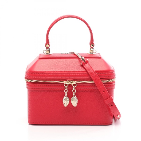 BVLGARI Serpenti Jewelry Box Shoulder crossbody Handbag leather Red Used Women