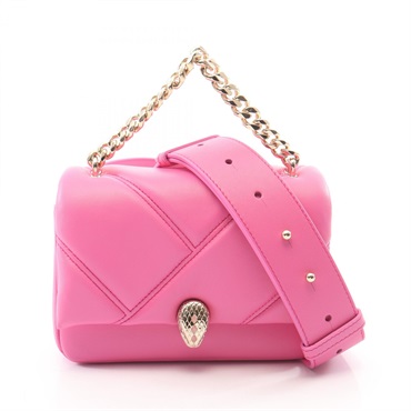 BVLGARI Serpenti Cabochon Mini Chain Crossbody Handbag leather Pink Used Women