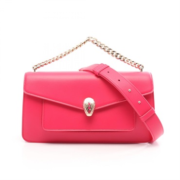 BVLGARI Serpenti Forever Chain Shoulder Handbag leather Pink Used Women