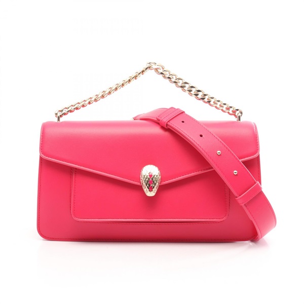 BVLGARI Serpenti Forever Chain Shoulder Handbag leather Pink Used Women