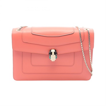 BVLGARI Serpenti Forever Chain Shoulder Handbag leather Orange Used Women