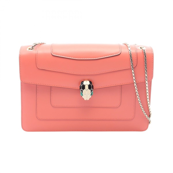 BVLGARI Serpenti Forever Chain Shoulder Handbag leather Orange Used Women