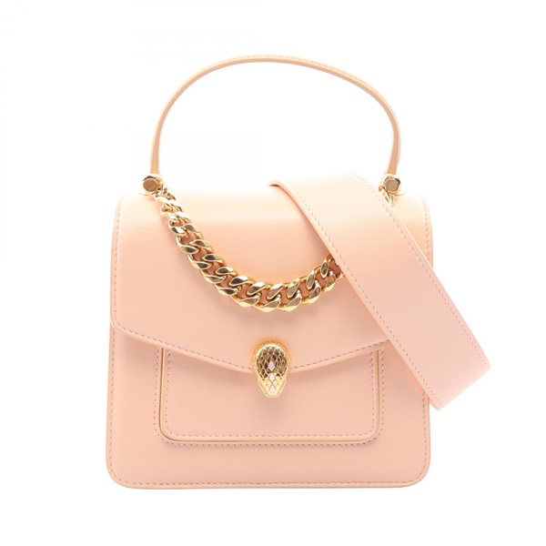 BVLGARI Serpenti Forever Top Handle Shoulder Crossbody Handbag leather Pink Used