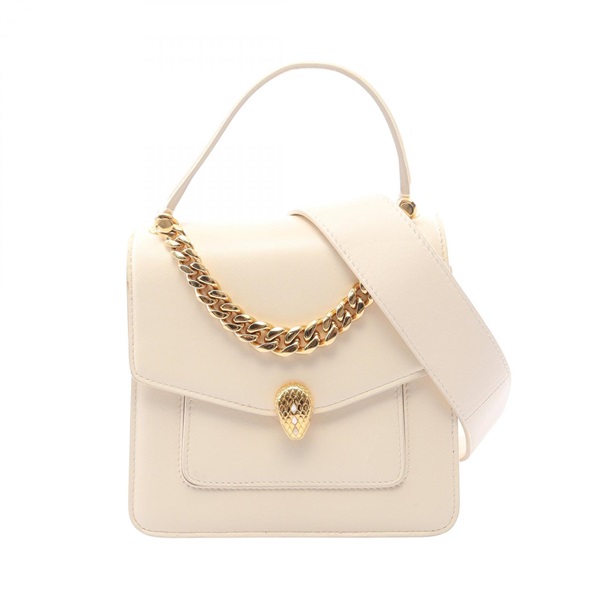 BVLGARI Serpenti Forever Top Handle Crossbody Handbag Nappa leather Whiet Used