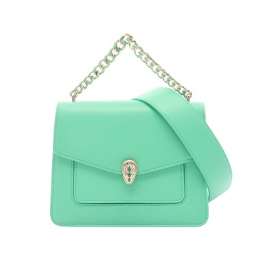 BVLGARI Serpenti Forever Chian Shoulder Crossbody Handbag leather Green Used