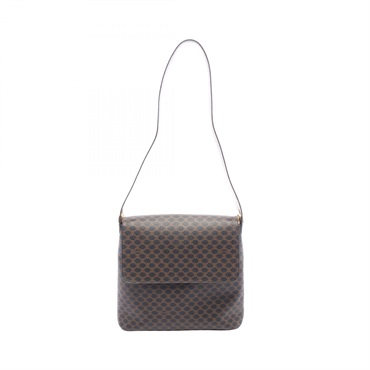 CELINE Macadam Shoulder hand Bag canvas leather Black Brown Used Women