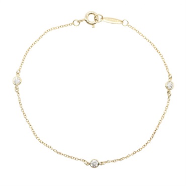 TIFFANY＆CO By the Yard 3PD Diamond Bracelet 18KYG Yellow Gold Clear Used Women