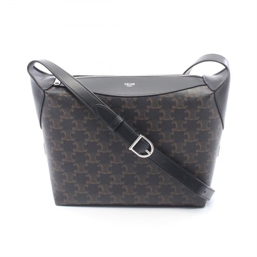 CELINE HARRY Triomphe Shoulder crossbody Bag 122332GUK38SI canvas leather Black
