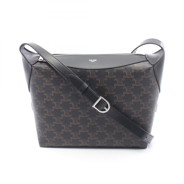 CELINE HARRY Triomphe Shoulder crossbody Bag 122332GUK38SI canvas leather Black