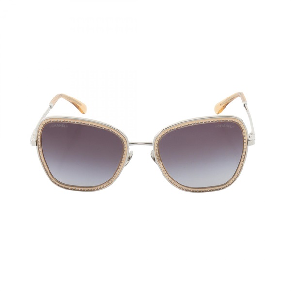 CHANEL Gradation lens Sunglasses Metal Plastic Rhinestone Beige Used Women CC