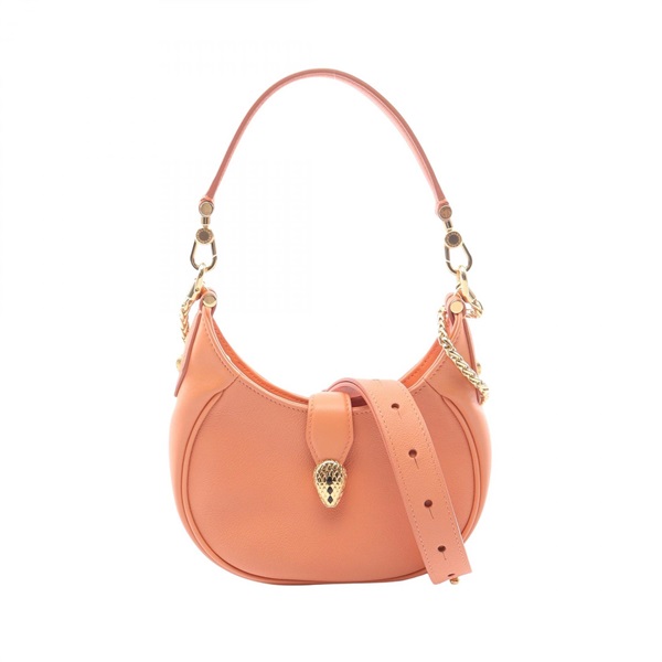BVLGARI Serpenti Ellipse Small Chain Crossbody Shoulder Bag leather Orange Used