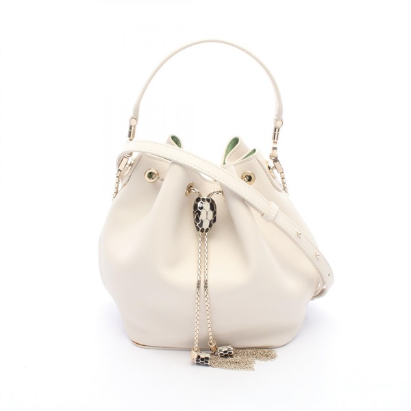 BVLGARI Serpenti Forever Bucket crossbody Shoulder Bag 288625 leather White Used