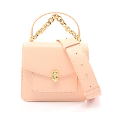 BVLGARI Serpenti Forever Chain Shoulder Crossbody Handbag leather Pink Used