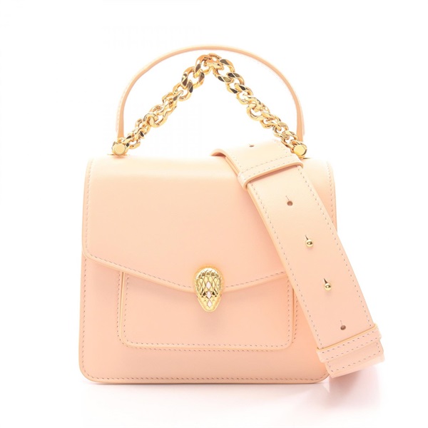 BVLGARI Serpenti Forever Chain Shoulder Crossbody Handbag leather Pink Used