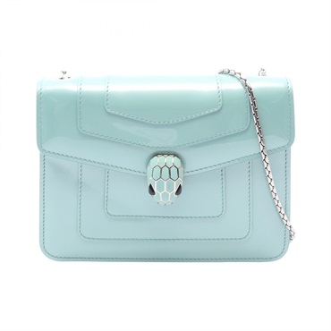 BVLGARI Serpenti Forever Chain Crossbody Shoulder Bag Patent leather Blue Used