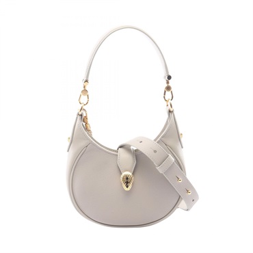 BVLGARI Serpenti Ellipse Small Crossbody Shoulder Handbag leather Gray Used