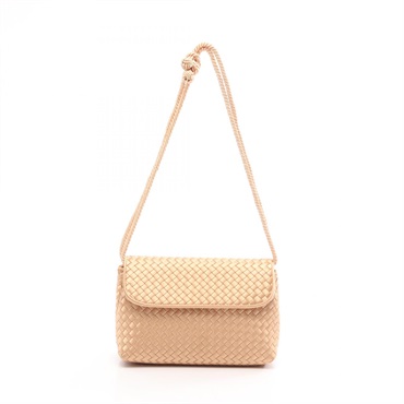 BOTTEGA VENETA Intrecciato Shoulder Bag Fabric Pink Gold Used Women