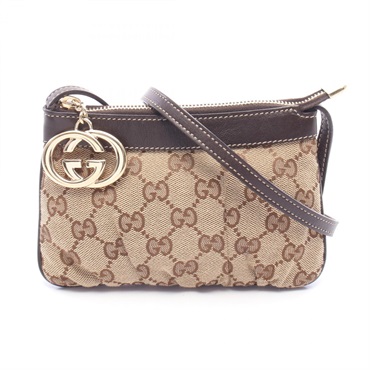 GUCCI Interlocking G GG Canvas Mini Shoulder crossbody Bag 212216 canvas leather