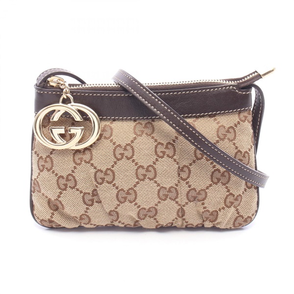 GUCCI Interlocking G GG Canvas Mini Shoulder crossbody Bag 212216 canvas leather