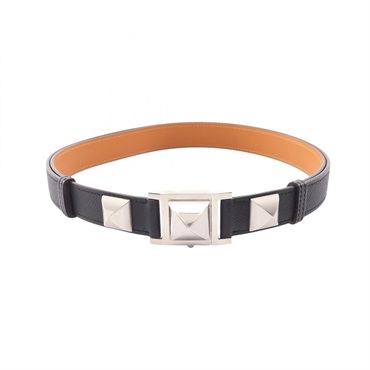 HERMES Medor 24 Belt Ceinture H011680UK18 leather Metal Black SHW Preowned K