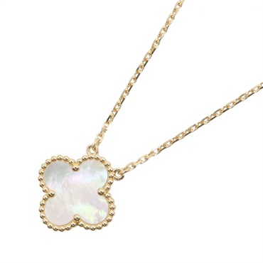 Van Cleef & Arpels Vintage Alhambra Mother of Pearl Necklace 18KYG Used Women