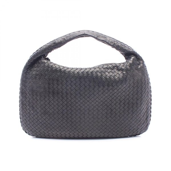 BOTTEGA VENETA Intrecciato Shoulder hand Bag leather Black Used Women