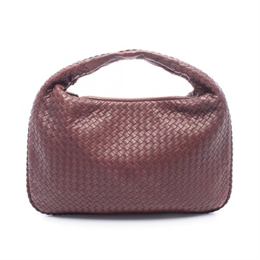 BOTTEGA VENETA Intrecciato Shoulder hand Bag leather Bordeaux Used Women