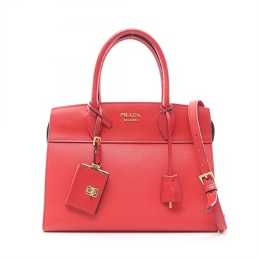 PRADA Esplanade Shoulder Handbag 1BA046 Saffiano leather Red Used Women