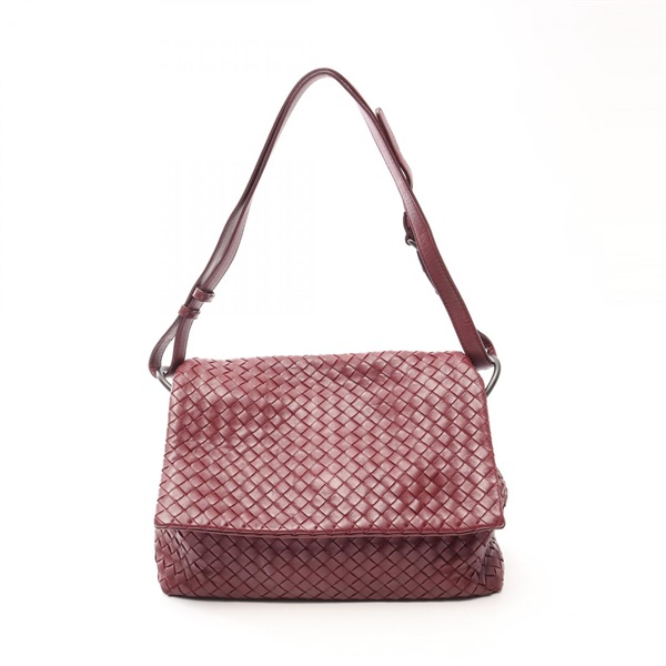 BOTTEGA VENETA Intrecciato Shoulder hand Bag leather burgundy Used Women