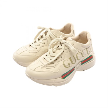 GUCCI Rhyton logo sneakers 528892 leather Beige Used Women #36