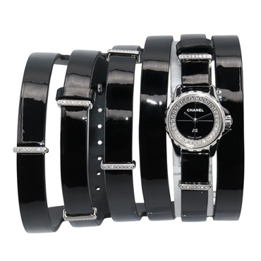CHANEL J12 XS Double Bracelet Diamond Bezel Wrist Watch H4665 Quartz SS Women CC