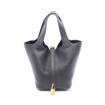 HERMES Picotin Lock PM Tote Bucket Handbag Clemence leather Black GHW Used Z