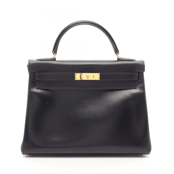 HERMES Kelly 32 Retourne Shoulder Handbag 001865CC Box calf leather Black Used A