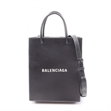 BALENCIAGA Shopping Shoulder Tote XXS Handbag 757776 leather Black Used Women