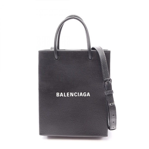 BALENCIAGA Shopping Shoulder Tote XXS Handbag 757776 leather Black Used Women