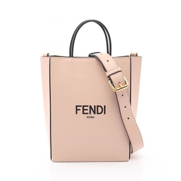 FENDI Small Shopping Shoulder Crossbody Handbag 8BH382 leather Pink Black Used