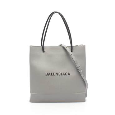 BALENCIAGA SHOPPING Shoulder TOTE BAG S Bag 568813 leather Gray Black Used Women