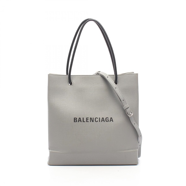 BALENCIAGA SHOPPING Shoulder TOTE BAG S Bag 568813 leather Gray Black Used Women