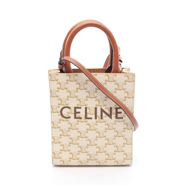 CELINE Mini Vertical Cabas Triomphe shoulder crossbody Handbag canvas leather
