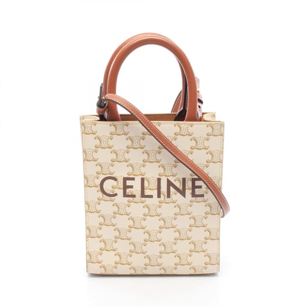 CELINE Mini Vertical Cabas Triomphe shoulder crossbody Handbag canvas leather